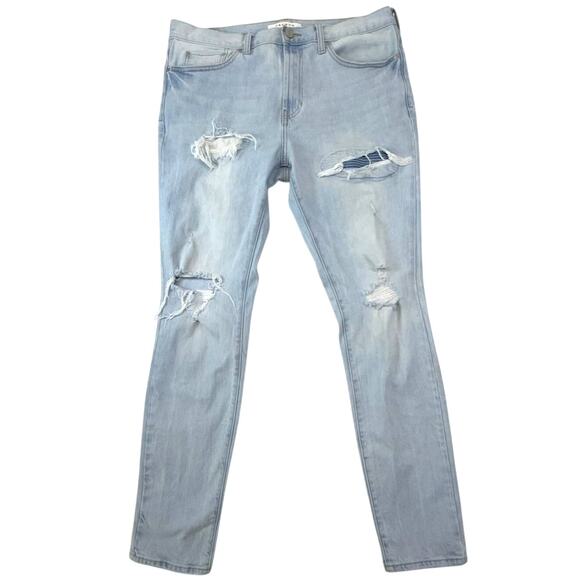 Pacsun Men's Stacked Skinny Distressed Light Wash Denim Jeans Size 34x32 - Picture 1 of 9